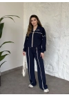Premium ara biye detaylı fermuarlı takım lacivert
