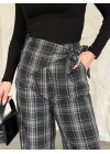 Marka model beli fularlı ekose pantolon siyah