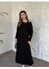 Modal kumaş crop üstlü ikili elbise siyah