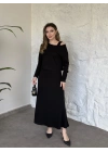Modal kumaş crop üstlü ikili elbise siyah