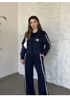 Şerit paraşüt detaylı vintage takım lacivert