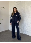 Şerit paraşüt detaylı vintage takım lacivert
