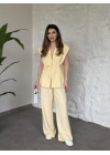 Diagonel kumaş ikili takım sarı