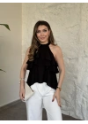 Liosel sıfırkol kat kat bluz siyah