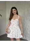 Çiçek desenli askılı mini elbise