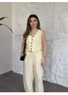 Şalvar pantolon yelekli takım sarı