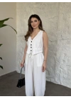 Şalvar pantolon yelekli takım beyaz