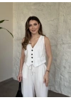 Şalvar pantolon yelekli takım beyaz