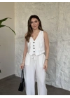 Şalvar pantolon yelekli takım beyaz