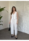 Şalvar pantolon yelekli takım beyaz