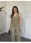 Şalvar pantolon yelekli takım yeşil