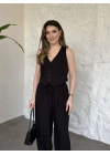 Şalvar pantolon yelekli takım siyah