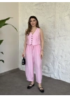 Şalvar pantolon yelekli takım pembe