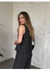 Bisiklet yaka sıfır kol puantiye takım siyah