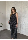 Bisiklet yaka sıfır kol puantiye takım siyah