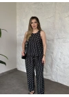Bisiklet yaka sıfır kol puantiye takım siyah