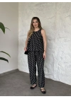 Bisiklet yaka sıfır kol puantiye takım siyah