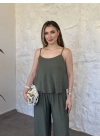 Askısı ayarlanabilir çilek kumaş takım haki