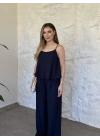 Askısı ayarlanabilir çilek kumaş takım lacivert
