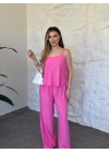 Askısı ayarlanabilir çilek kumaş takım pembe