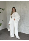 Basic üst & pantolonlu 3’lü takım beyaz