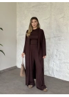 Basic üst & pantolonlu 3’lü takım kahve