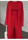 Basic üst & pantolonlu 3’lü takım kırmızı