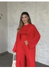 Basic üst & pantolonlu 3’lü takım kırmızı