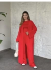 Basic üst & pantolonlu 3’lü takım kırmızı