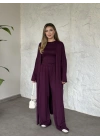 Basic üst & pantolonlu 3’lü takım mürdüm