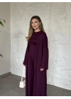 Basic üst & pantolonlu 3’lü takım mürdüm