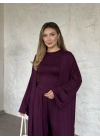 Basic üst & pantolonlu 3’lü takım mürdüm