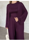 Basic üst & pantolonlu 3’lü takım mürdüm