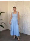 Bel drapeli prenses elbise bebek mavisi
