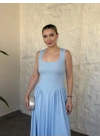 Bel drapeli prenses elbise bebek mavisi