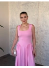 Bel drapeli prenses elbise pembe