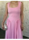 Bel drapeli prenses elbise pembe