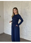 beli büzgülü paça lastikli basic takım lacivert