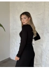 beli büzgülü paça lastikli basic takım siyah