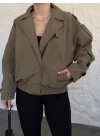 beli lastikli dik yaka bomber ceket haki