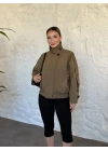 beli lastikli dik yaka bomber ceket haki