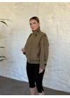 beli lastikli dik yaka bomber ceket haki