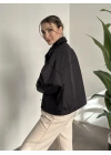 Bol kesim cep detaylı yağmurluk ceket siyah
