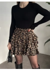 Bürümcük şortlu mini etek leopar