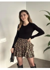 Bürümcük şortlu mini etek leopar