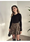 Bürümcük şortlu mini etek leopar