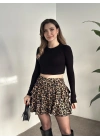 Bürümcük şortlu mini etek leopar