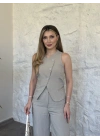 Çapraz asimetrik kesim çizgili takım yeşil