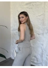 Çapraz asimetrik kesim çizgili takım yeşil