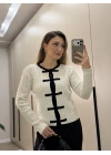 coco bağlama görünümlü siyah beyazlı triko